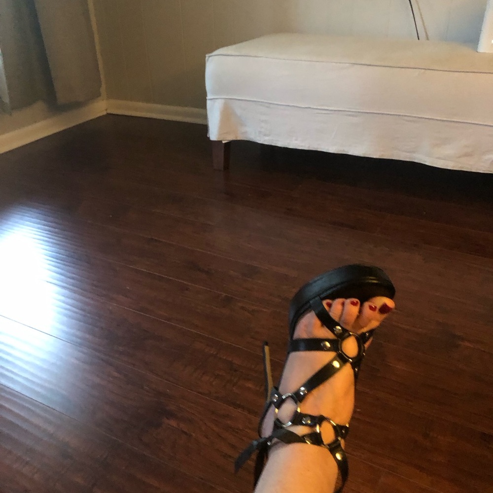 Black and silver heels